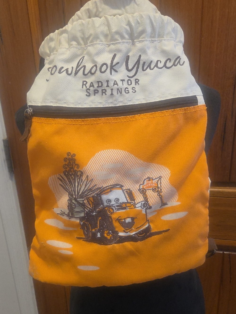 Disney Kids Orange and White Radiator Springs Drawstring Backpack